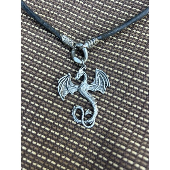 BICO Australia Dragon Charm Pendent Black Waxed Cord 18" Necklace - Picture 1 of 7